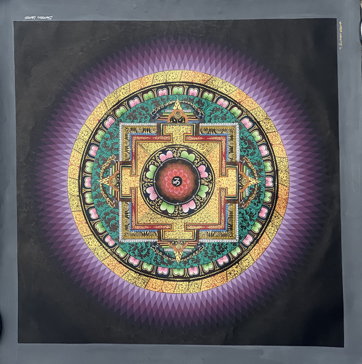 Wheel of Life Rainbow Lotus  Kalachakra Mandala Artist Signed Blessed Tibetan Thangka Painting Original Art