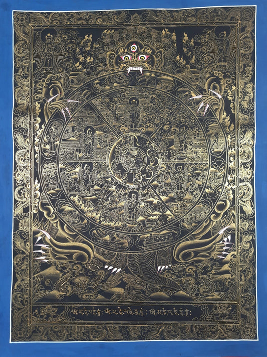 Hand Painted Wheel of Life Mandala, Tibetan Thangka Painting