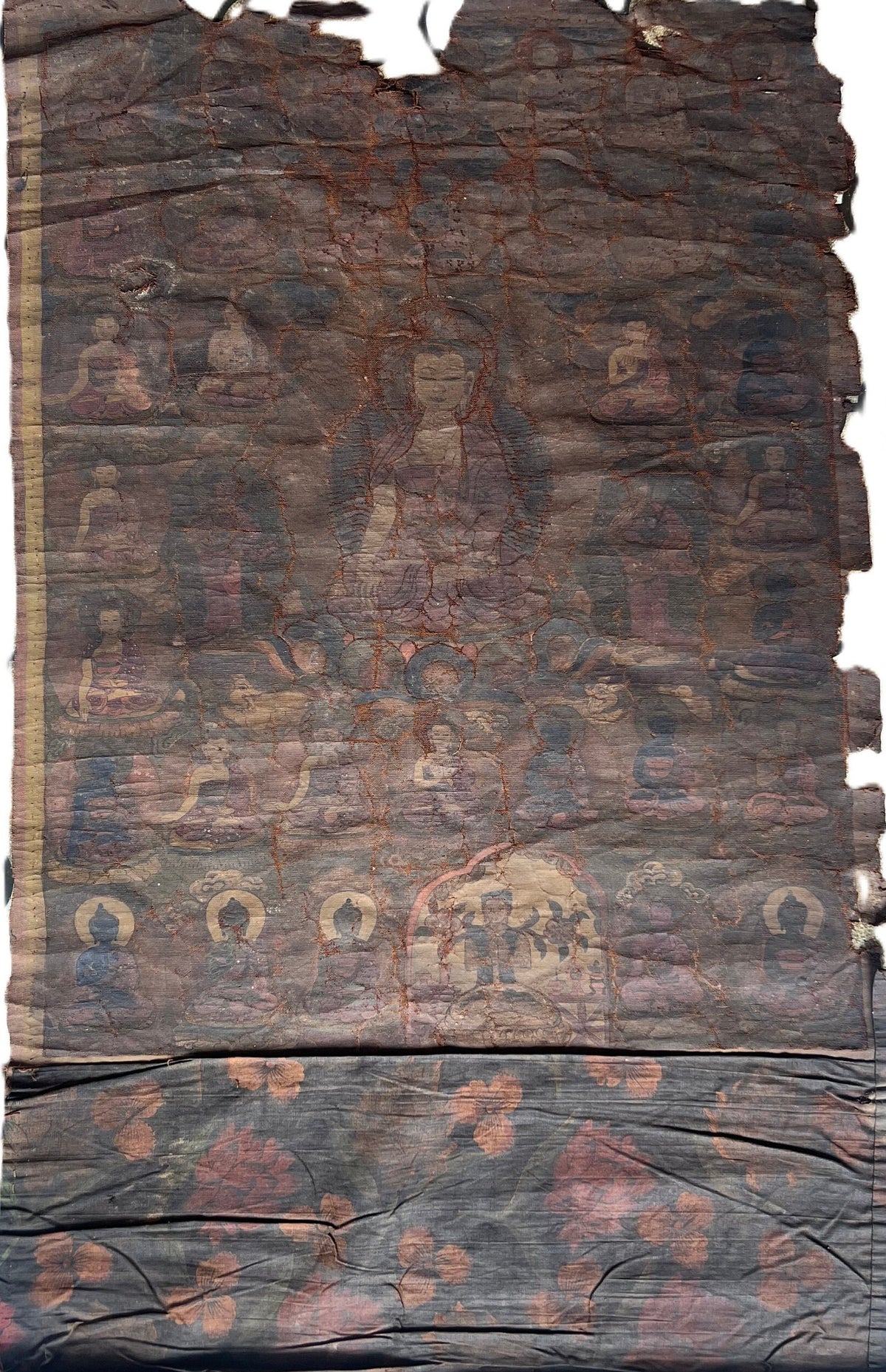 Original hand-painted Antique/Vintage 35 Confession Buddha Tibetan Thangka Painting  from Nepal