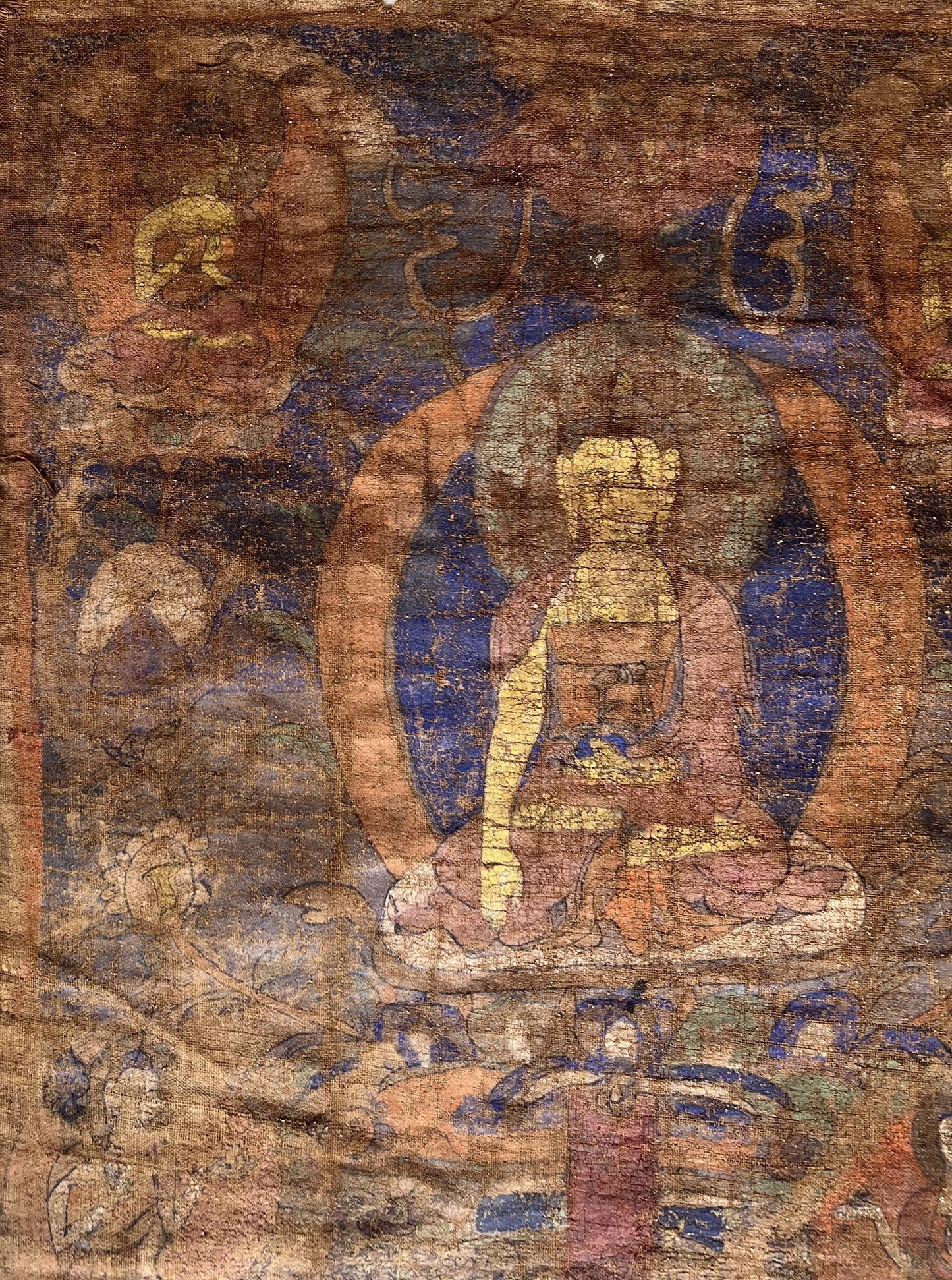 Original Hand-Painted Antique/ Vintage  Shakyamuni Buddha Tibetan Thangka Painting from Nepal