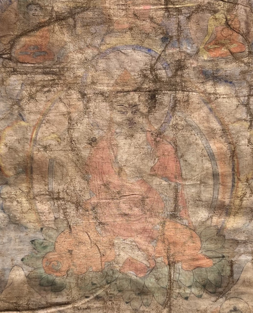 Original Hand-Painted  Chongapa/ Je Tsongkhapa Old Tibetan Thangka Painting- Vintage