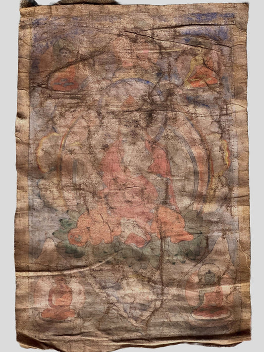 Original Hand-Painted  Chongapa/ Je Tsongkhapa Old Tibetan Thangka Painting- Vintage