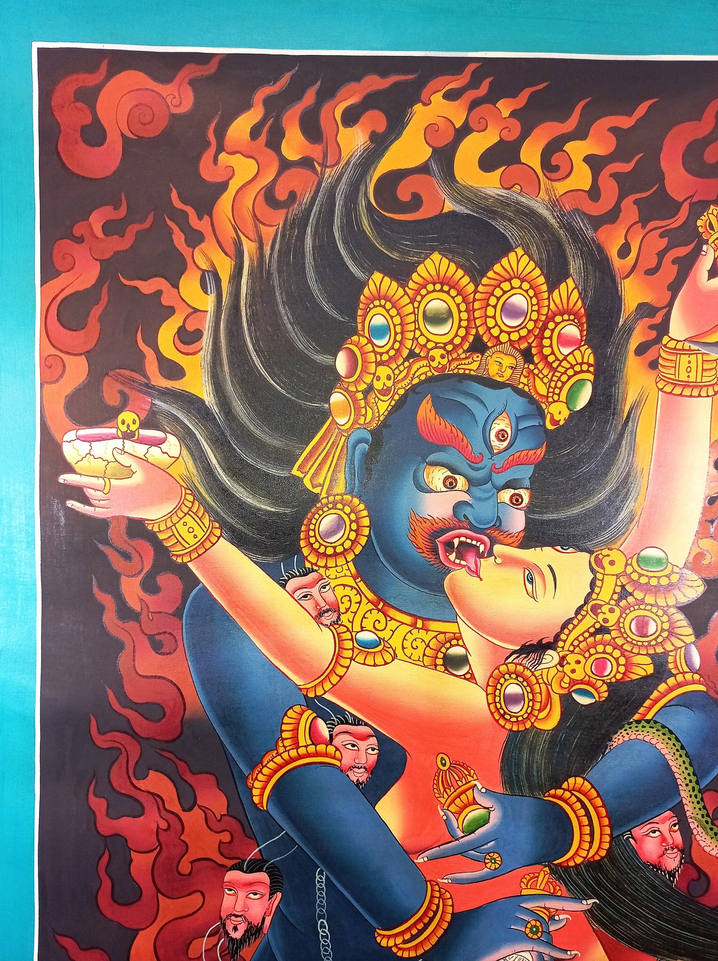 Hand-Painted Chakrasamvara Shakti Thangka Painting, Tibetan Meditation Art