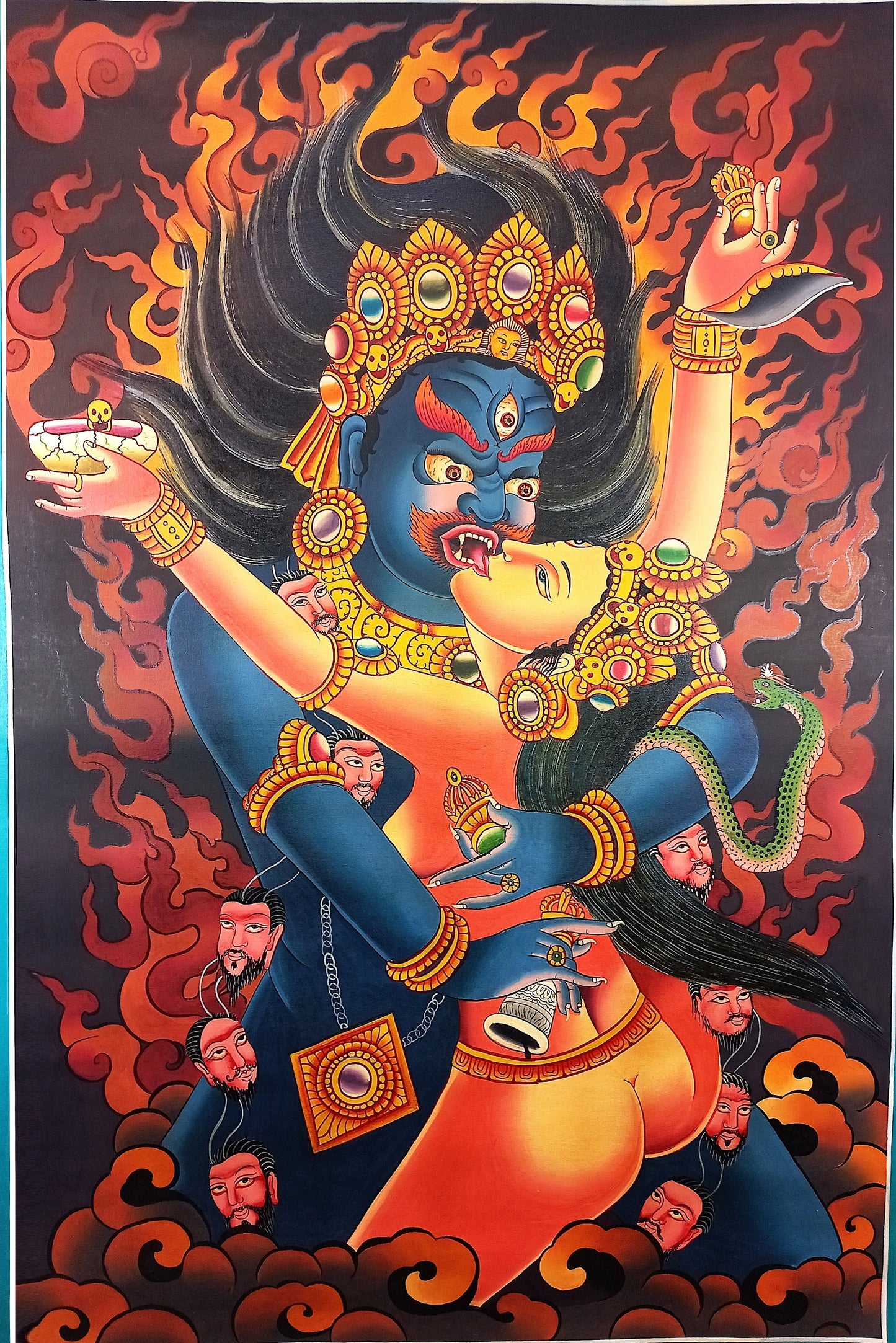 Hand-Painted Chakrasamvara Shakti Thangka Painting, Tibetan Meditation Art