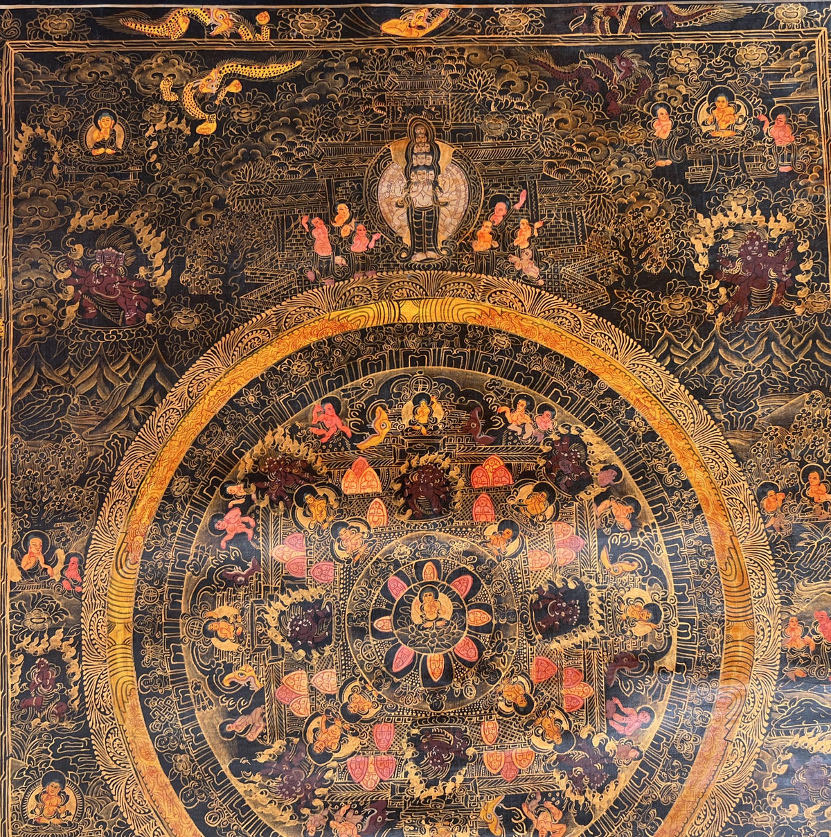 Hand-Painted Buddha Life Mandala Thangka  Tibetan Meditation Art