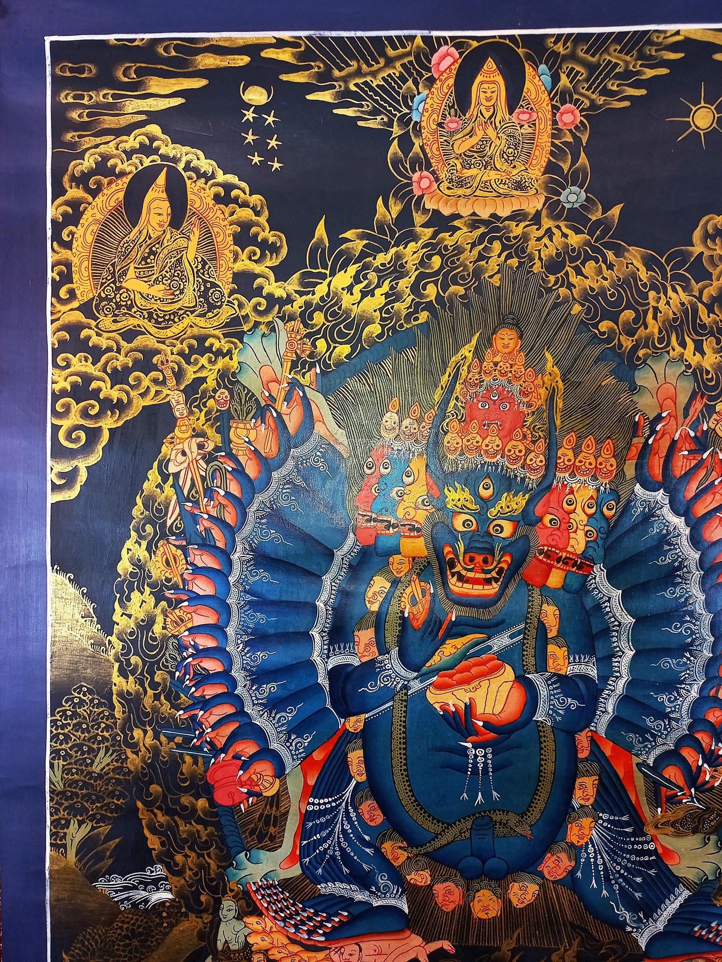 Hand-Painted Yamantaka Thangka Painting, Vajrabhairava Tibetan Art