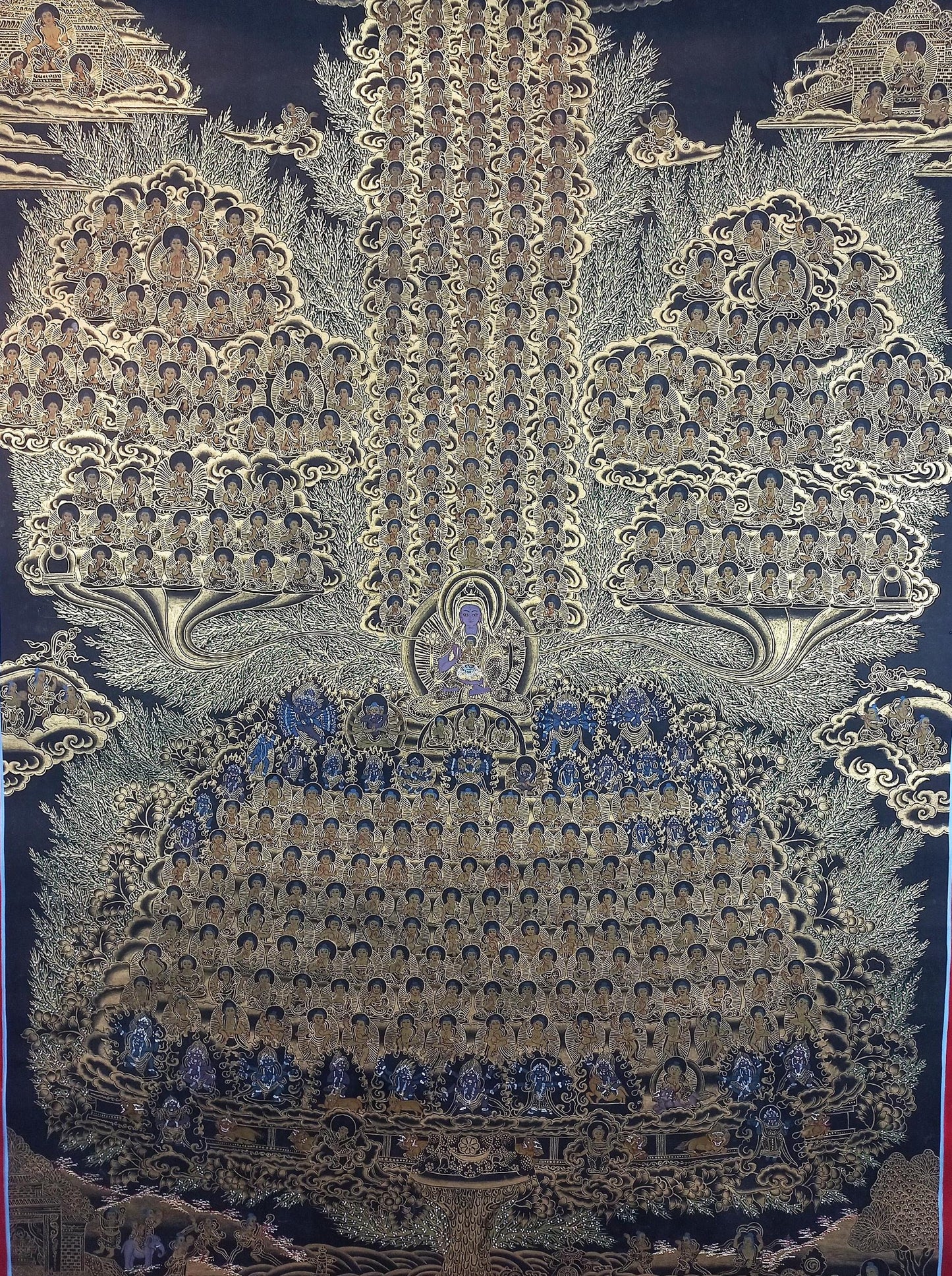 Original Hand-Painted Je Tsongkhapa/ Tsongkhapa/ Chongapa/ Refue Tree Masterpiece Tibetan Thangka Painting from Nepal