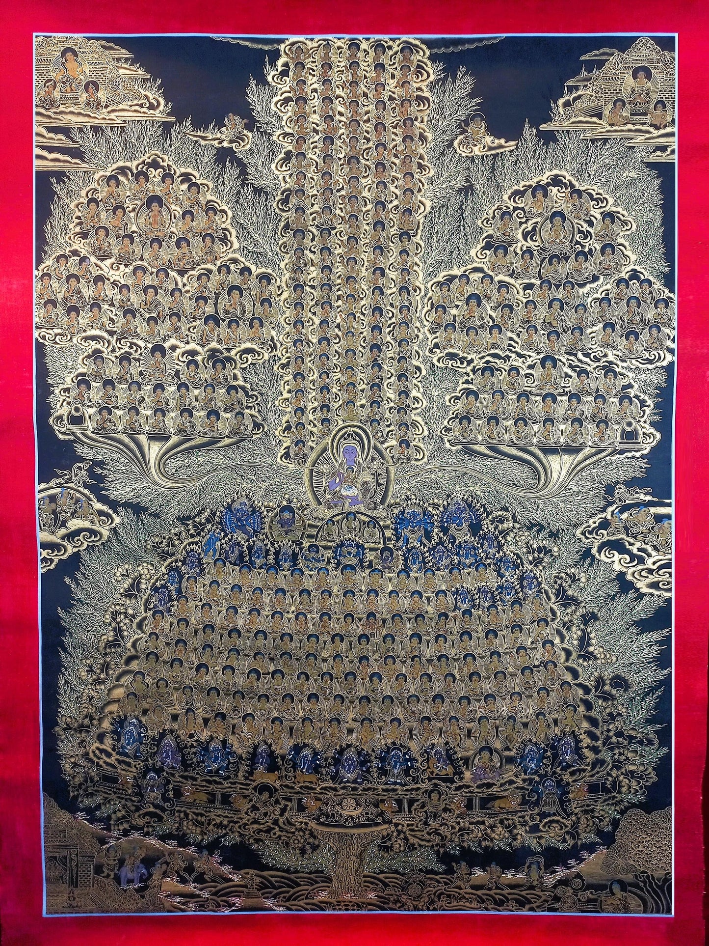 Original Hand-Painted Je Tsongkhapa/ Tsongkhapa/ Chongapa/ Refue Tree Masterpiece Tibetan Thangka Painting from Nepal