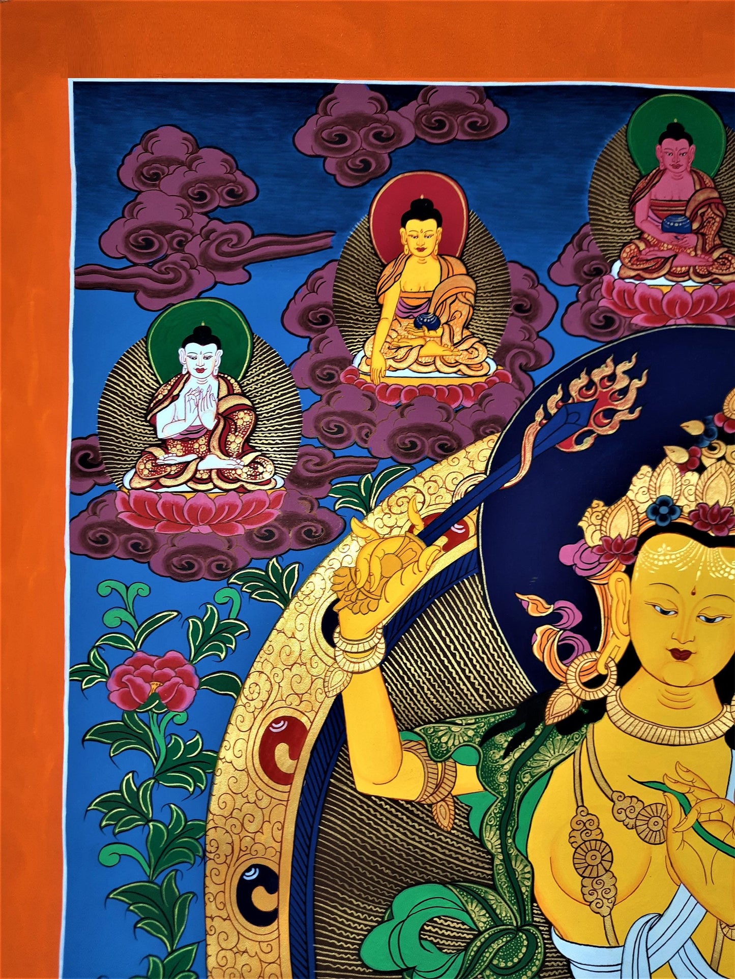 Manjusri / Manjushri God Of Wisdom Original Masterpiece Hand-painted Tibetan Thanka / Thangka Painting/Wall Hanging