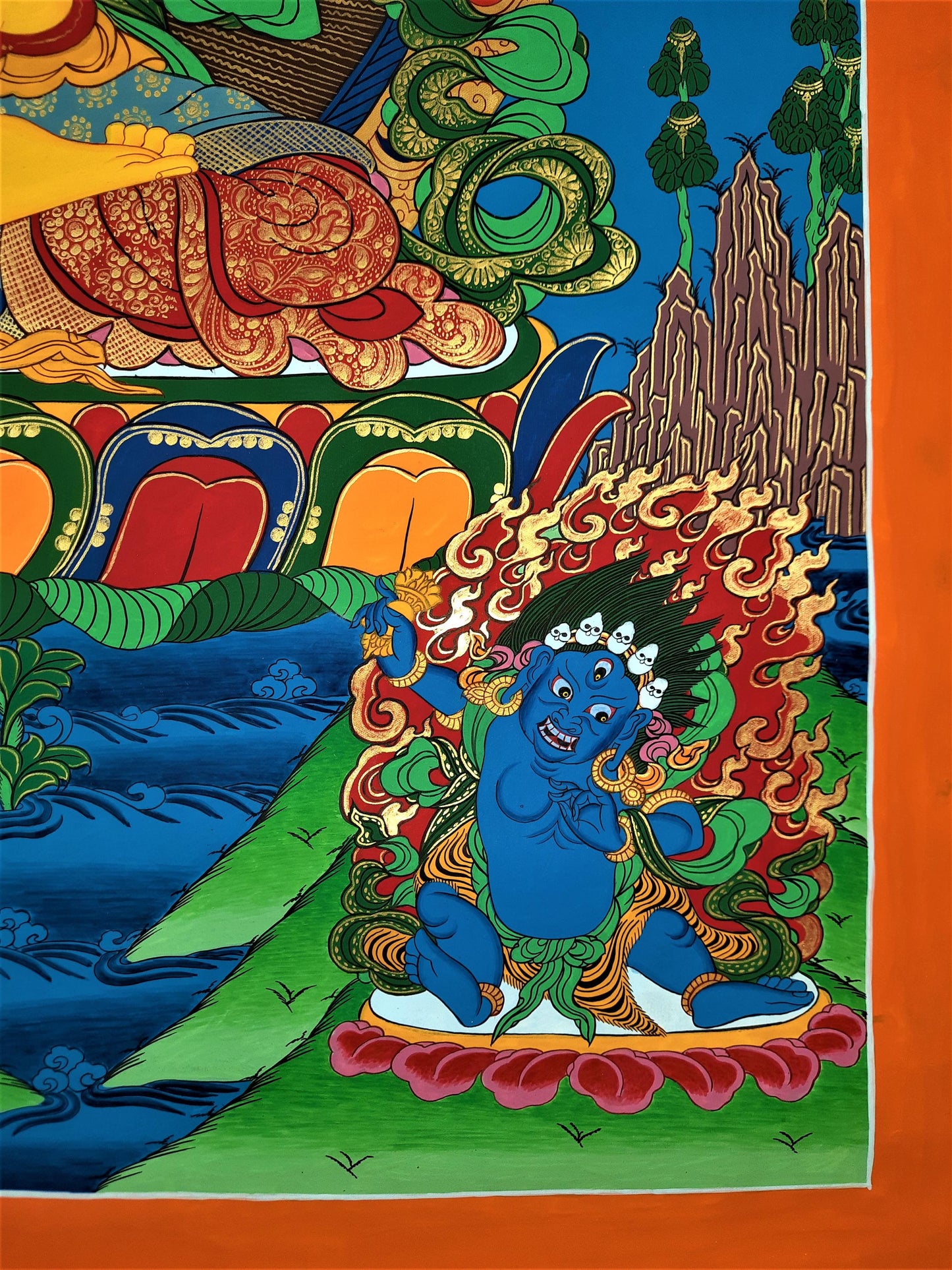 Manjusri / Manjushri God Of Wisdom Original Masterpiece Hand-painted Tibetan Thanka / Thangka Painting/Wall Hanging