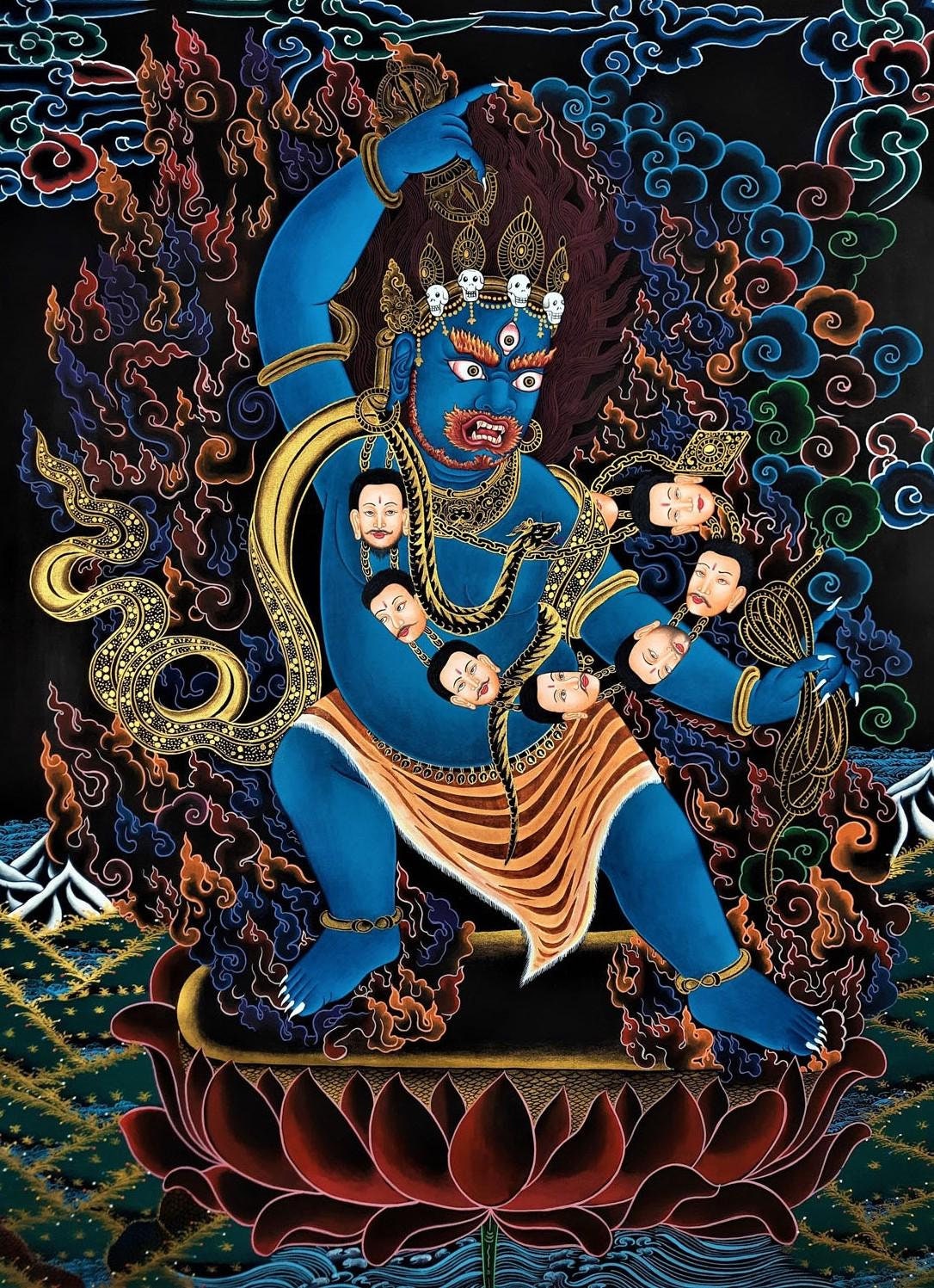 Hand-painted Vajrapani Thangka Painting – Tibetan Buddhist Art, 22x29