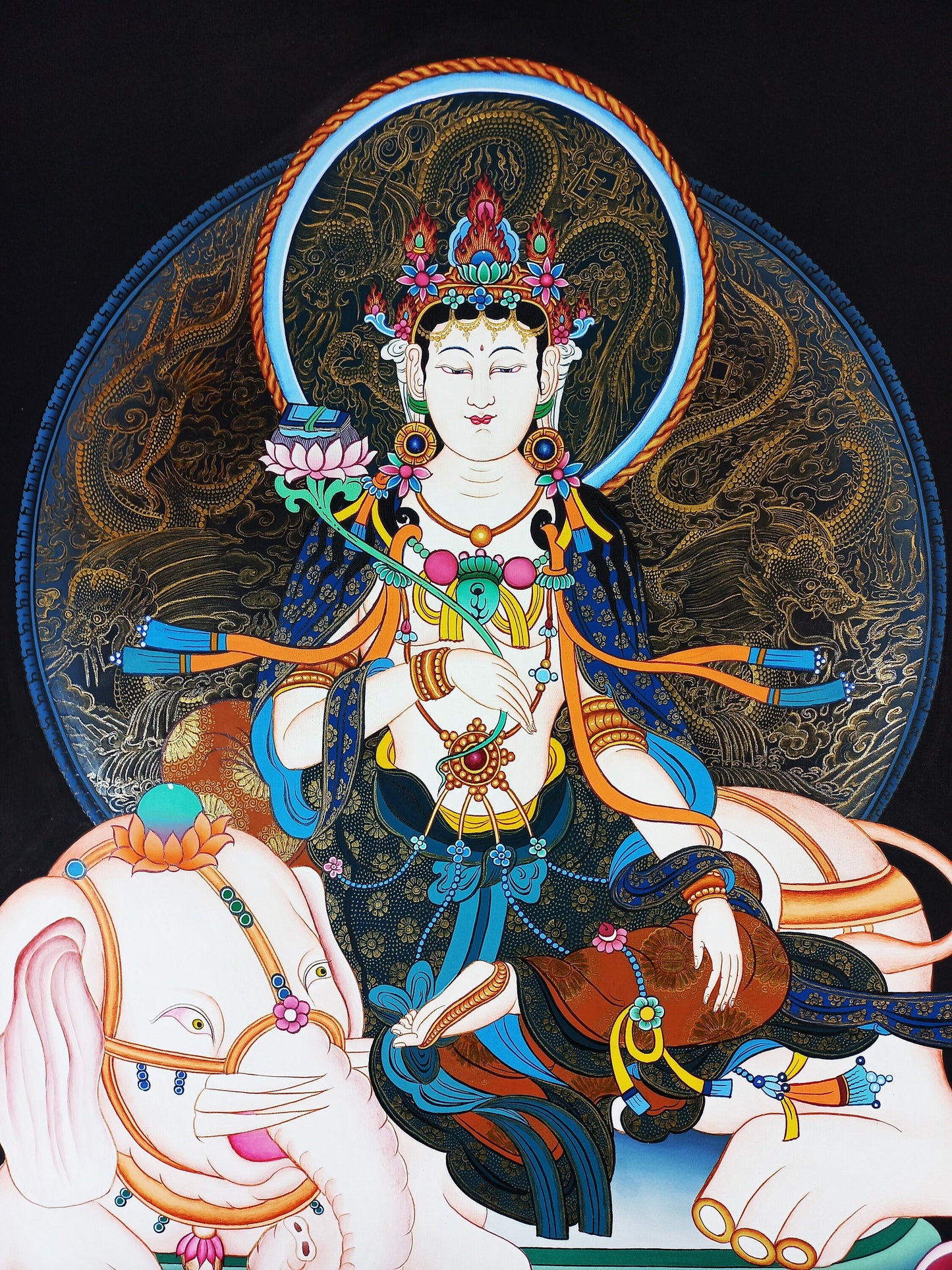 Hand-Painted Kindness Buddha Thangka: Gold Tibetan Meditation Art