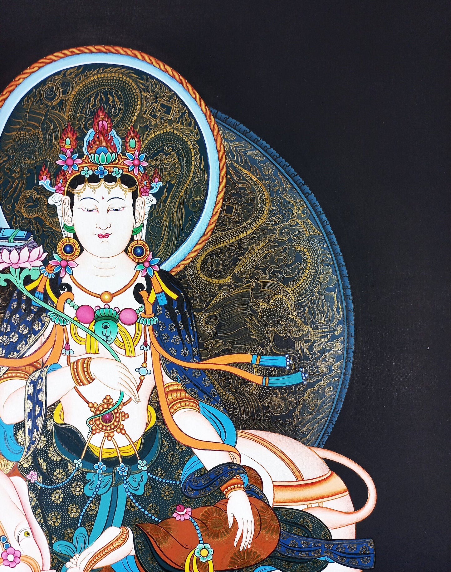 Hand-Painted Kindness Buddha Thangka: Gold Tibetan Meditation Art