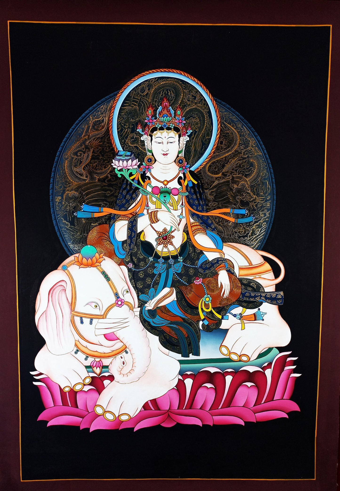Hand-Painted Kindness Buddha Thangka: Gold Tibetan Meditation Art