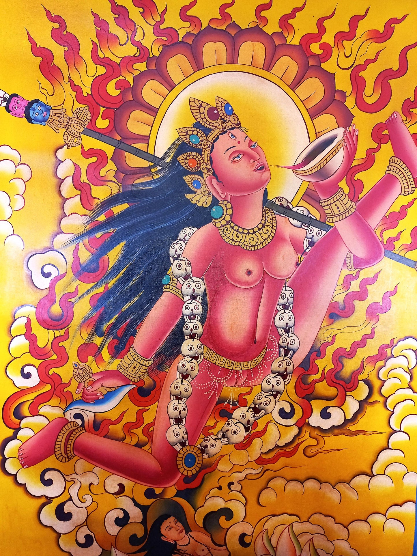 Akash Yogini Thangka Painting, Newari Paubha Tantra Art