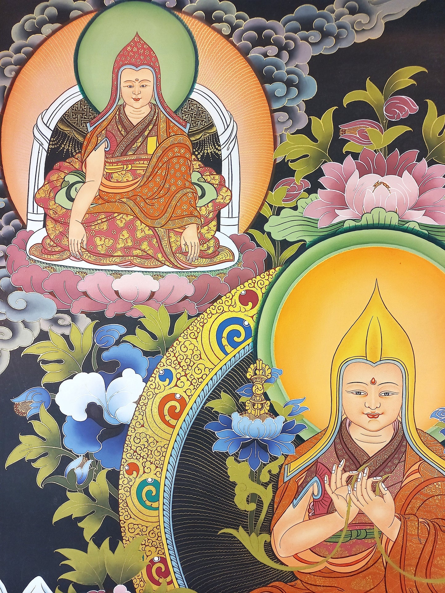 Original Hand-Painted Je Tsongkhapa/ Tsongkhapa/ Chongapa/ Large Masterpiece Gold Tibetan Thangka Painting from Nepal