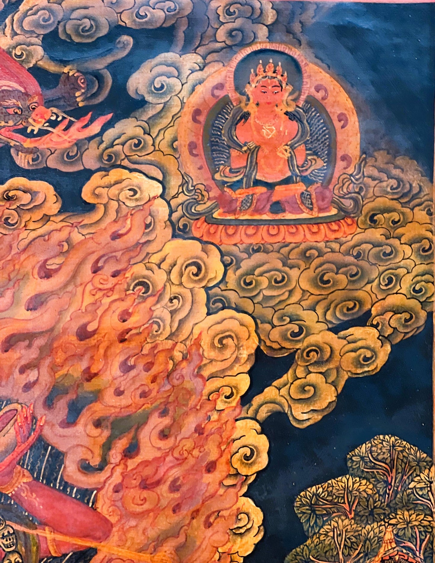 Vajrayogini Oil Varnished Thangka Painting: Newari Paubha, Tantric Buddhist Art