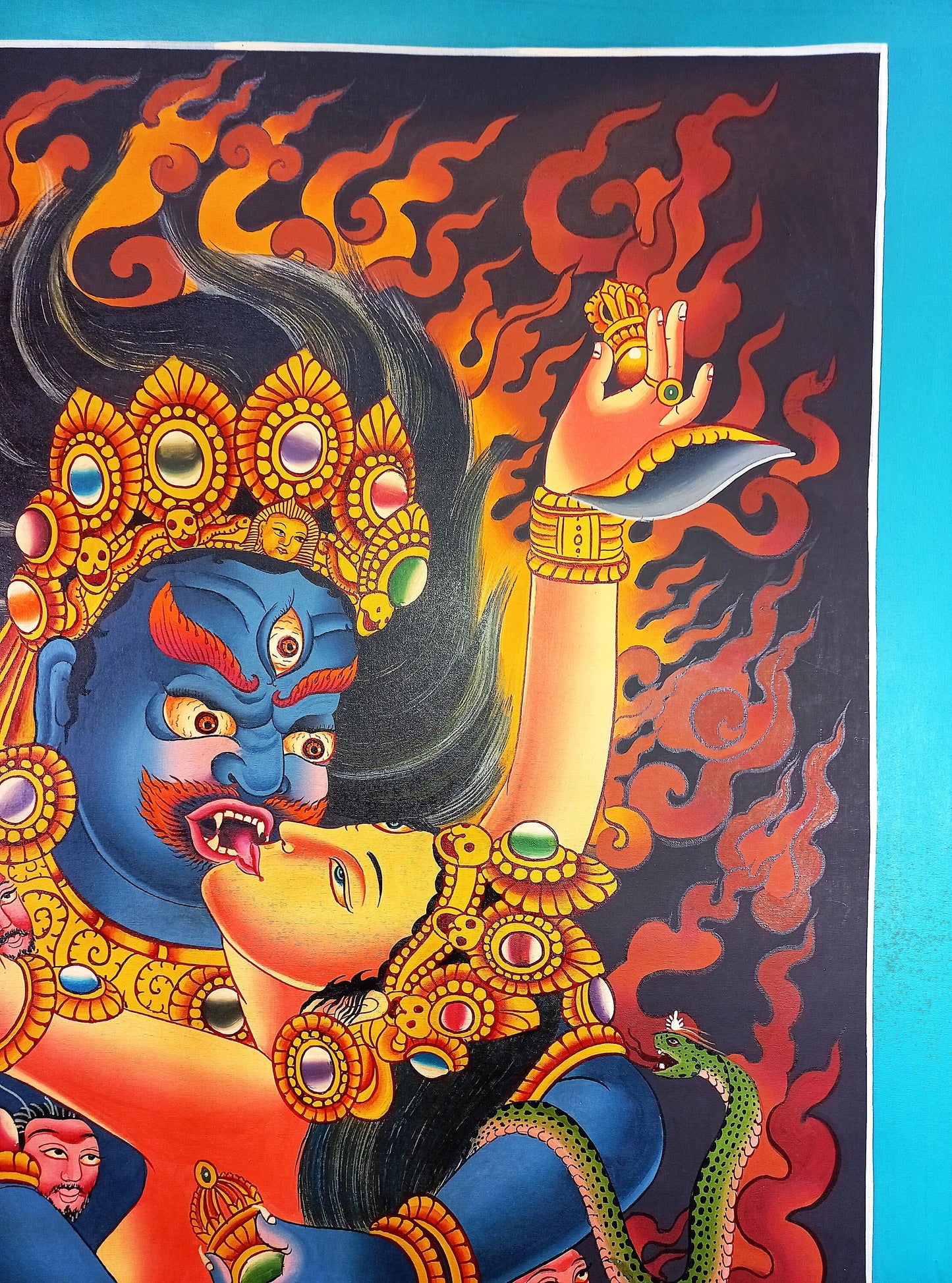 Hand-Painted Chakrasamvara Shakti Thangka Painting, Tibetan Meditation Art
