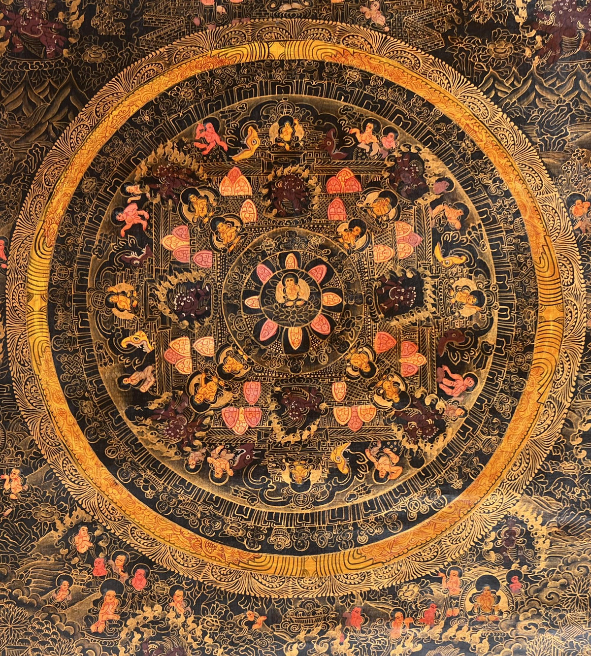 Hand-Painted Buddha Life Mandala Thangka  Tibetan Meditation Art