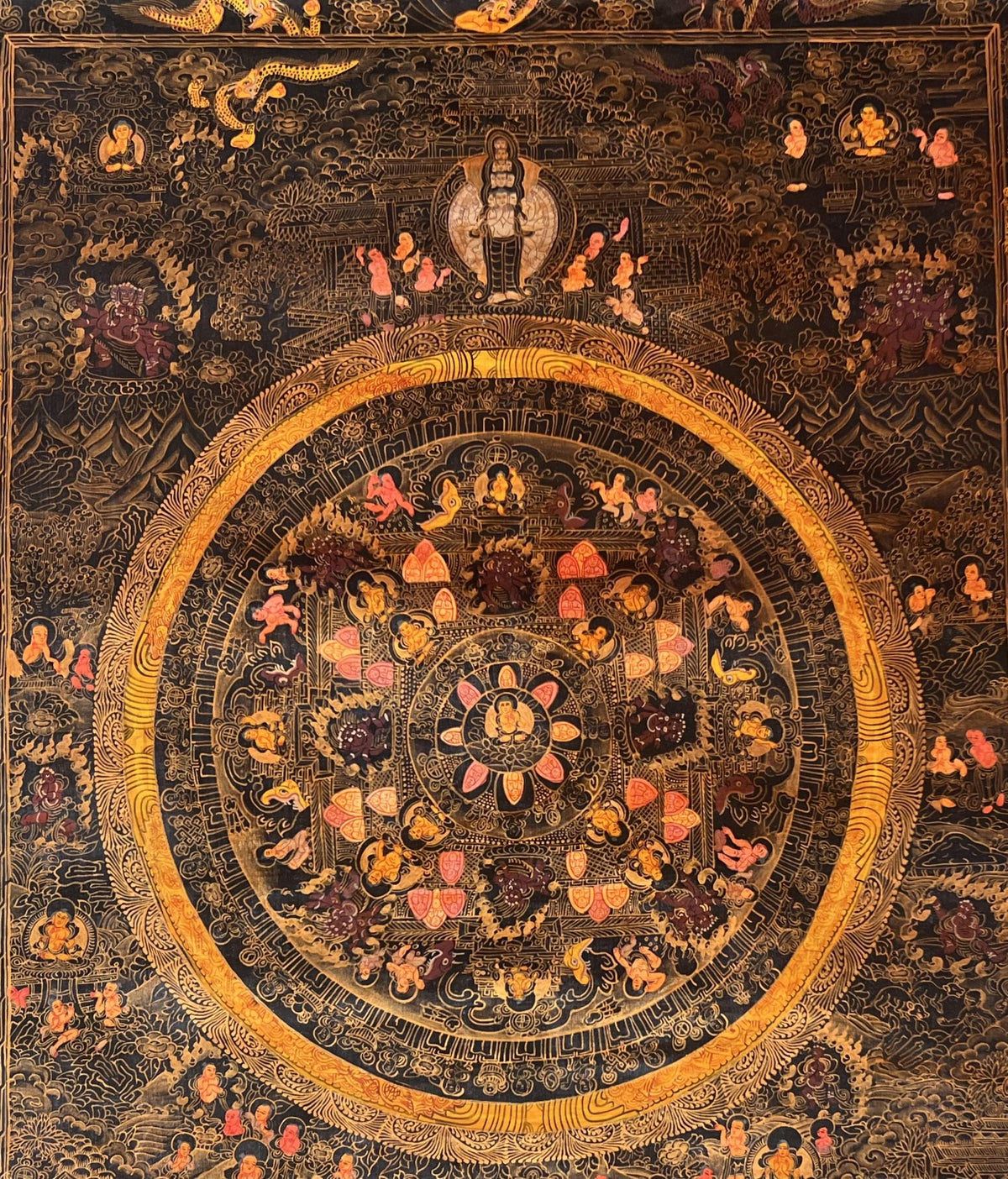 Hand-Painted Buddha Life Mandala Thangka  Tibetan Meditation Art