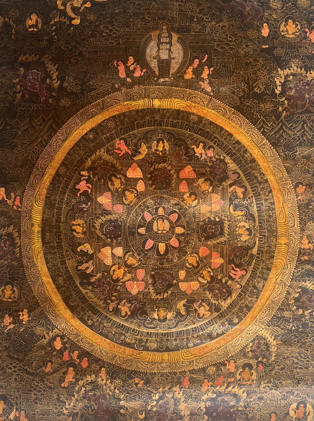 Hand-Painted Buddha Life Mandala Thangka  Tibetan Meditation Art