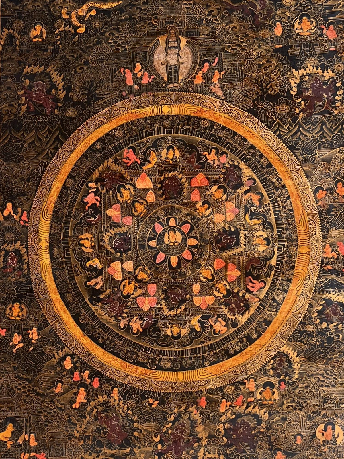 Hand-Painted Buddha Life Mandala Thangka  Tibetan Meditation Art