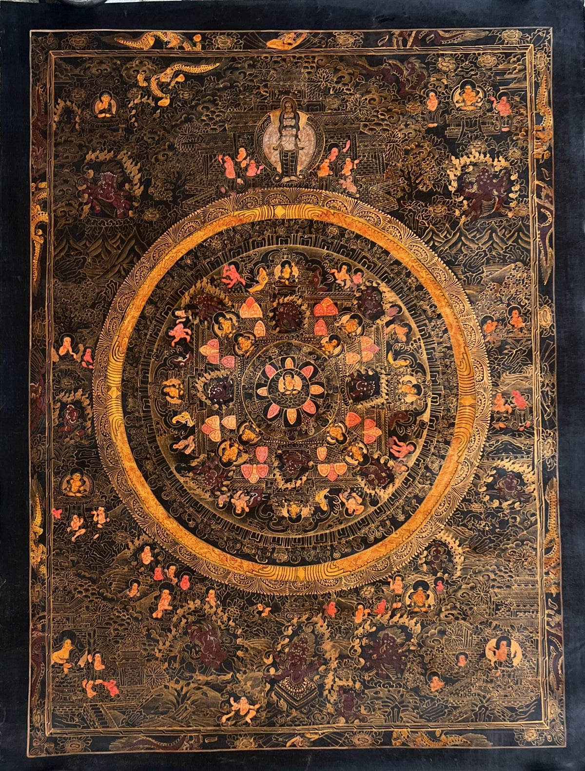 Hand-Painted Buddha Life Mandala Thangka  Tibetan Meditation Art