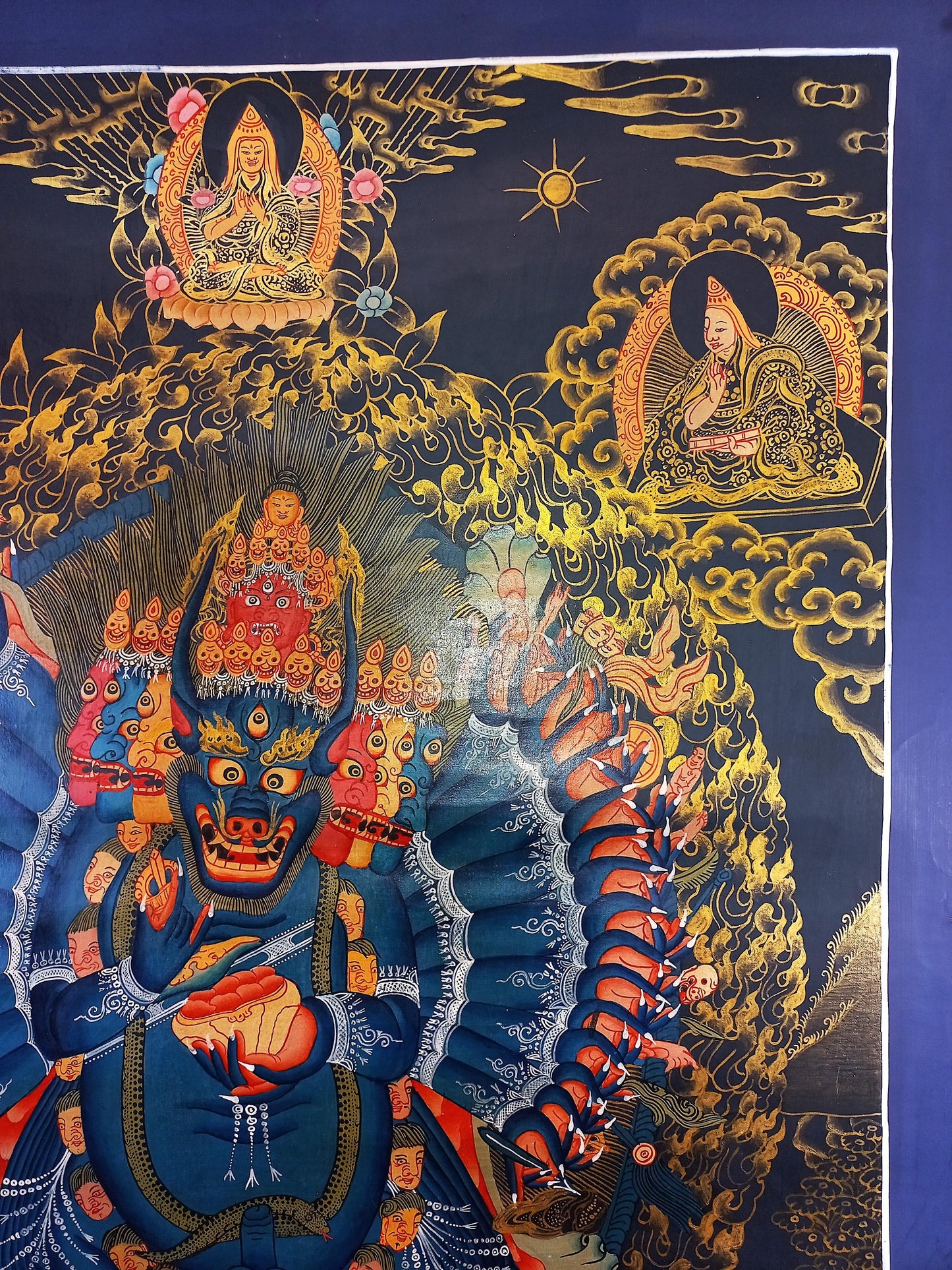 Hand-Painted Yamantaka Thangka Painting, Vajrabhairava Tibetan Art