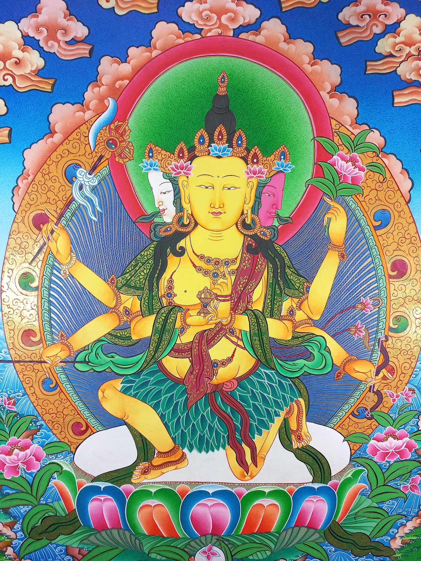 Parnashavari Thangka Painting: 24K Gold, Forest Goddess Healing Art