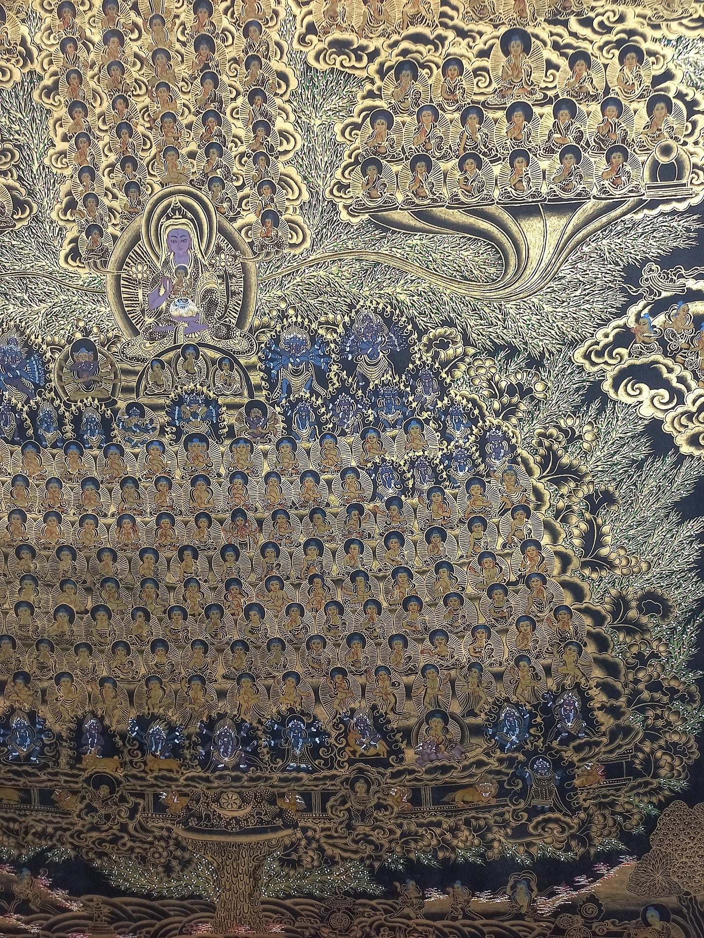 Original Hand-Painted Je Tsongkhapa/ Tsongkhapa/ Chongapa/ Refue Tree Masterpiece Tibetan Thangka Painting from Nepal