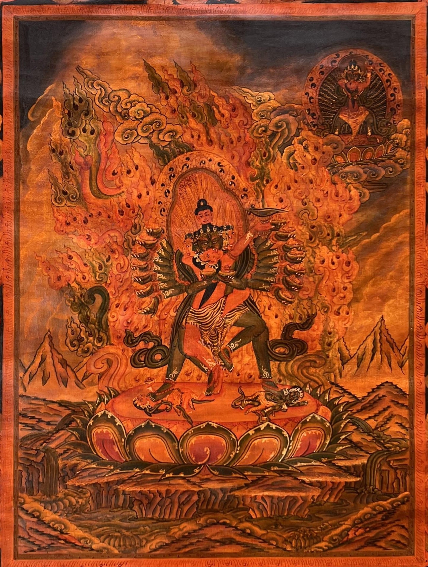 Kalachakra & Kalacakri Thangka Painting, Newari Tantra Art, Oil Varnished