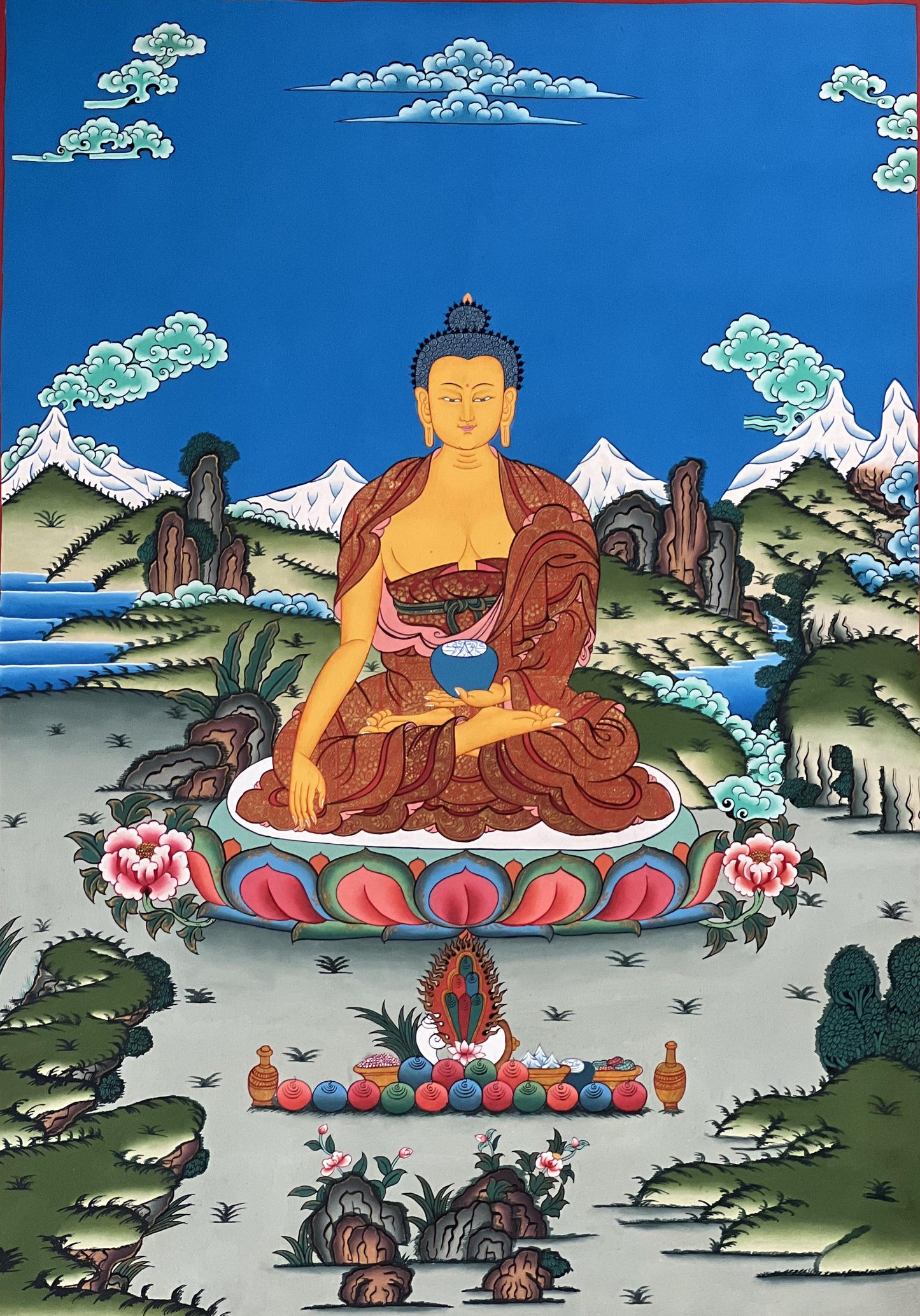 Hand-Painted Shakyamuni Buddha Thangka | Tibetan Buddhist Art