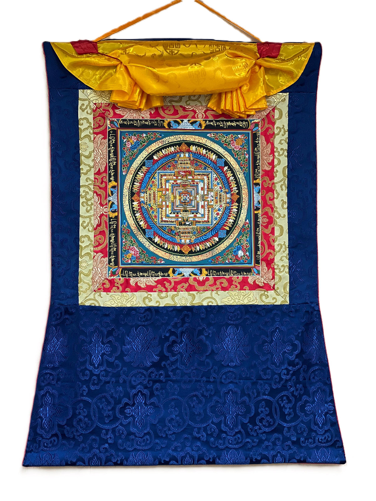 Kalachakra Mandala Tibetan Thangka Painting, Buddhist Art Wall Hanging