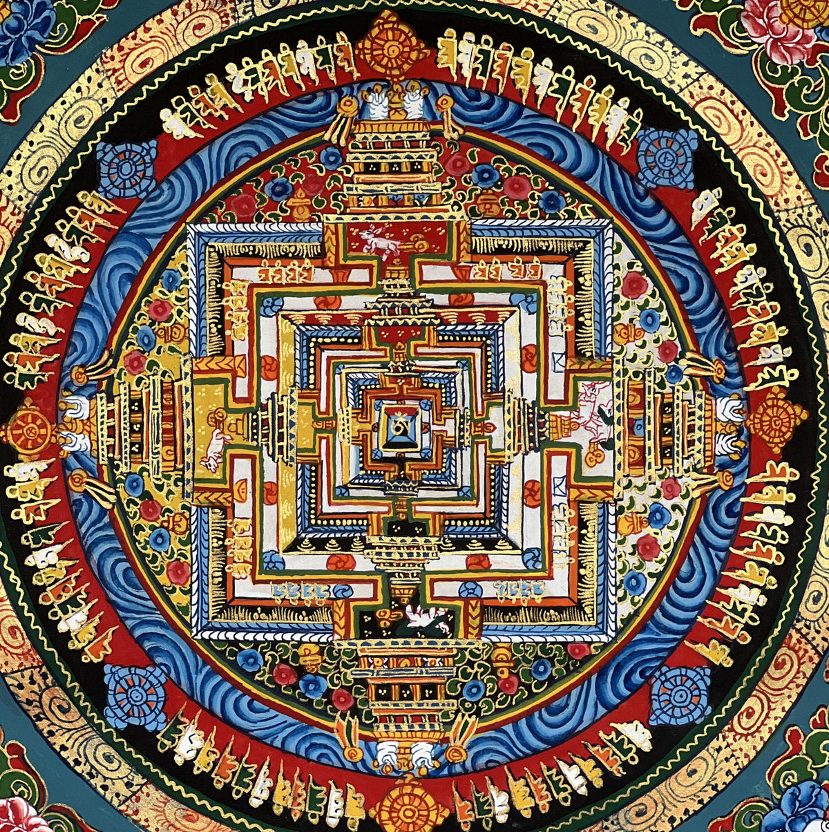 Kalachakra Mandala Tibetan Thangka Painting, Buddhist Art Wall Hanging