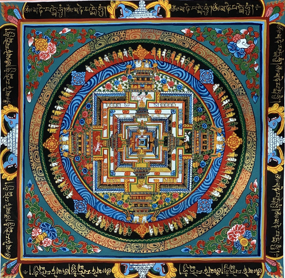 Kalachakra Mandala Tibetan Thangka Painting, Buddhist Art Wall Hanging
