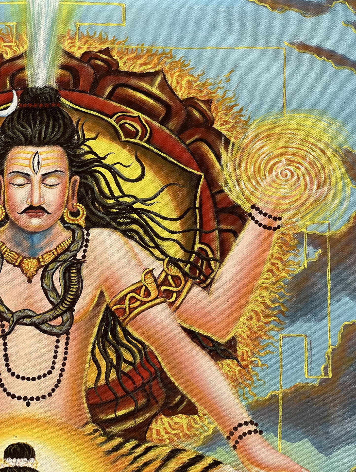 Shiva Parvati Union Painting | Hand-Painted Hindu Art on Canvas