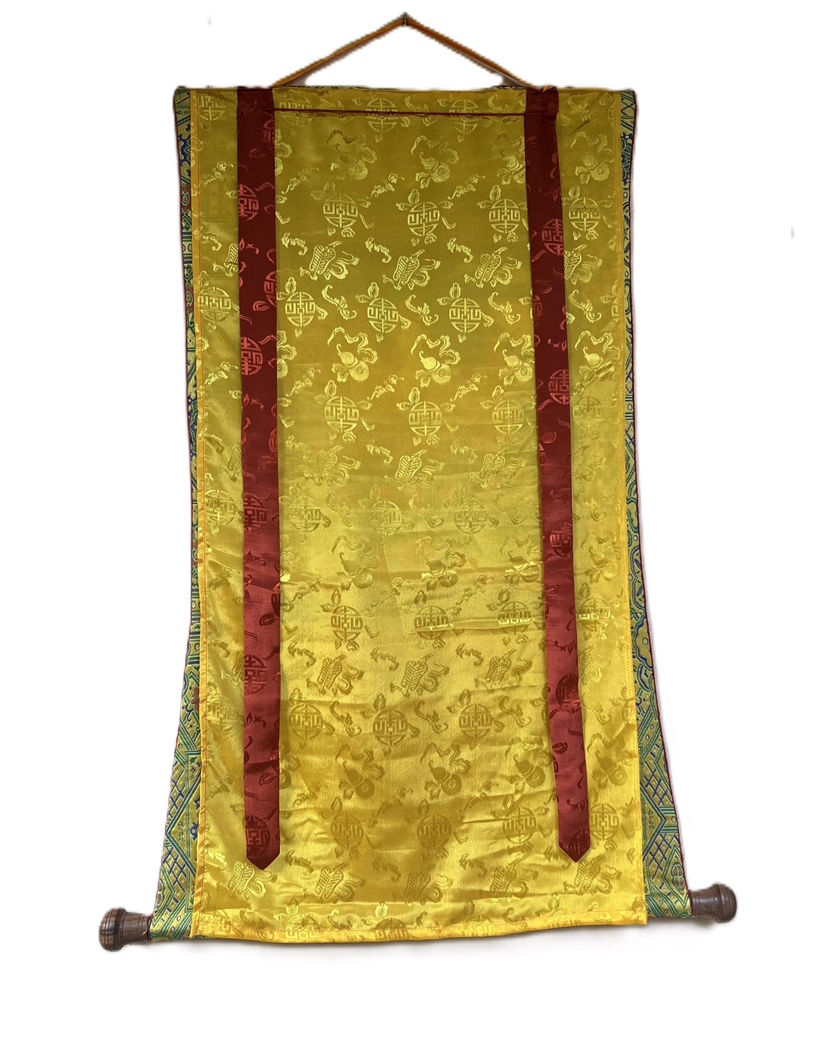 White Tara Thangka Painting, Hand-Painted Buddhist Art with Silk Brocade