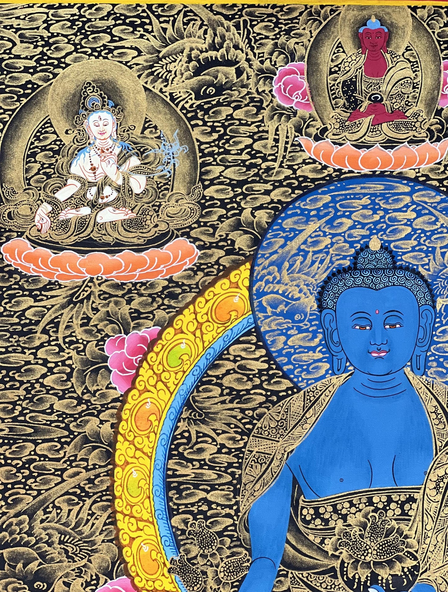 Medicine Buddha Tibetan Thangka Painting, Hand-painted Healing Art