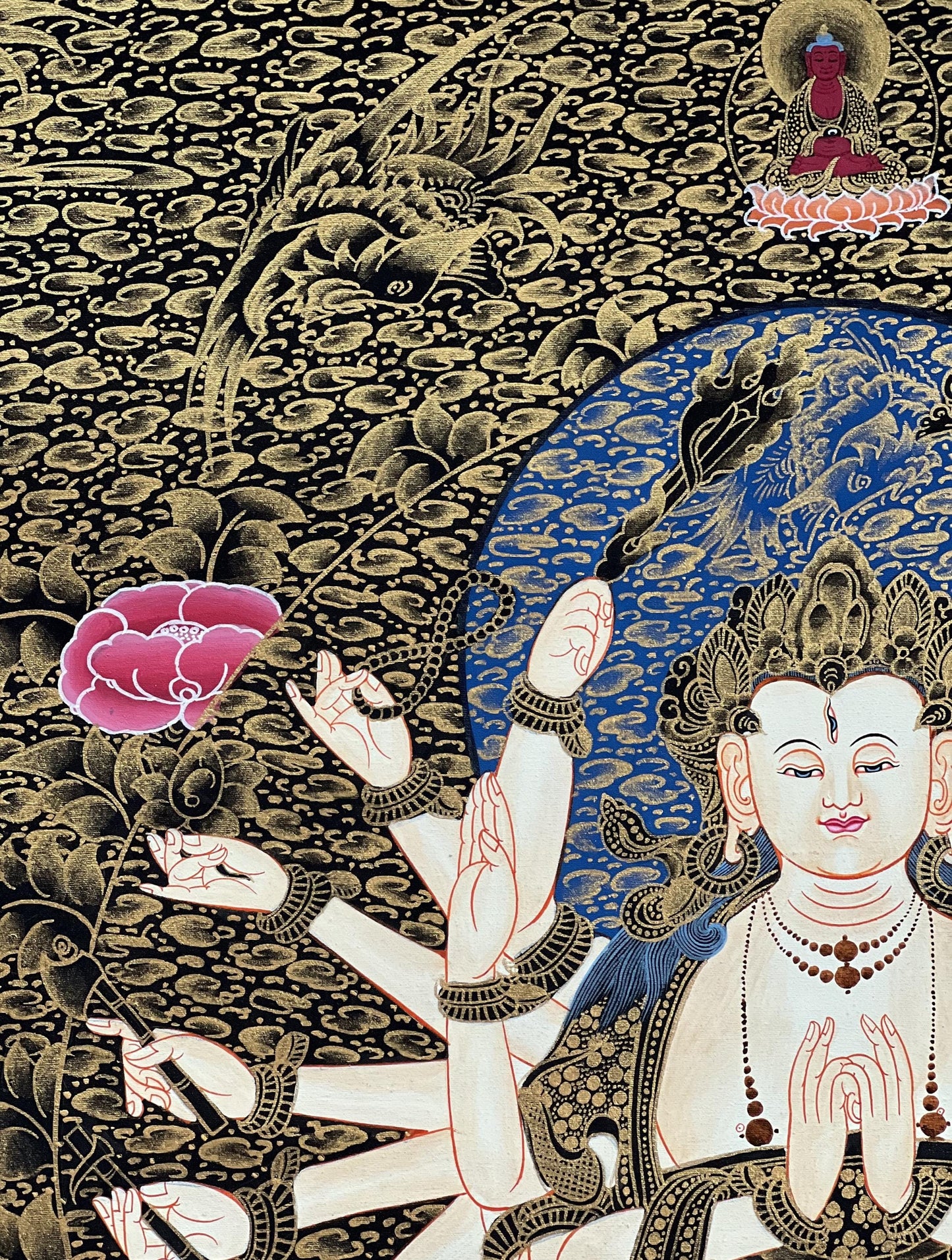 Hand-Painted Chandi Thangka Painting, Tibetan Mother Goddess Art (18x24 inch)