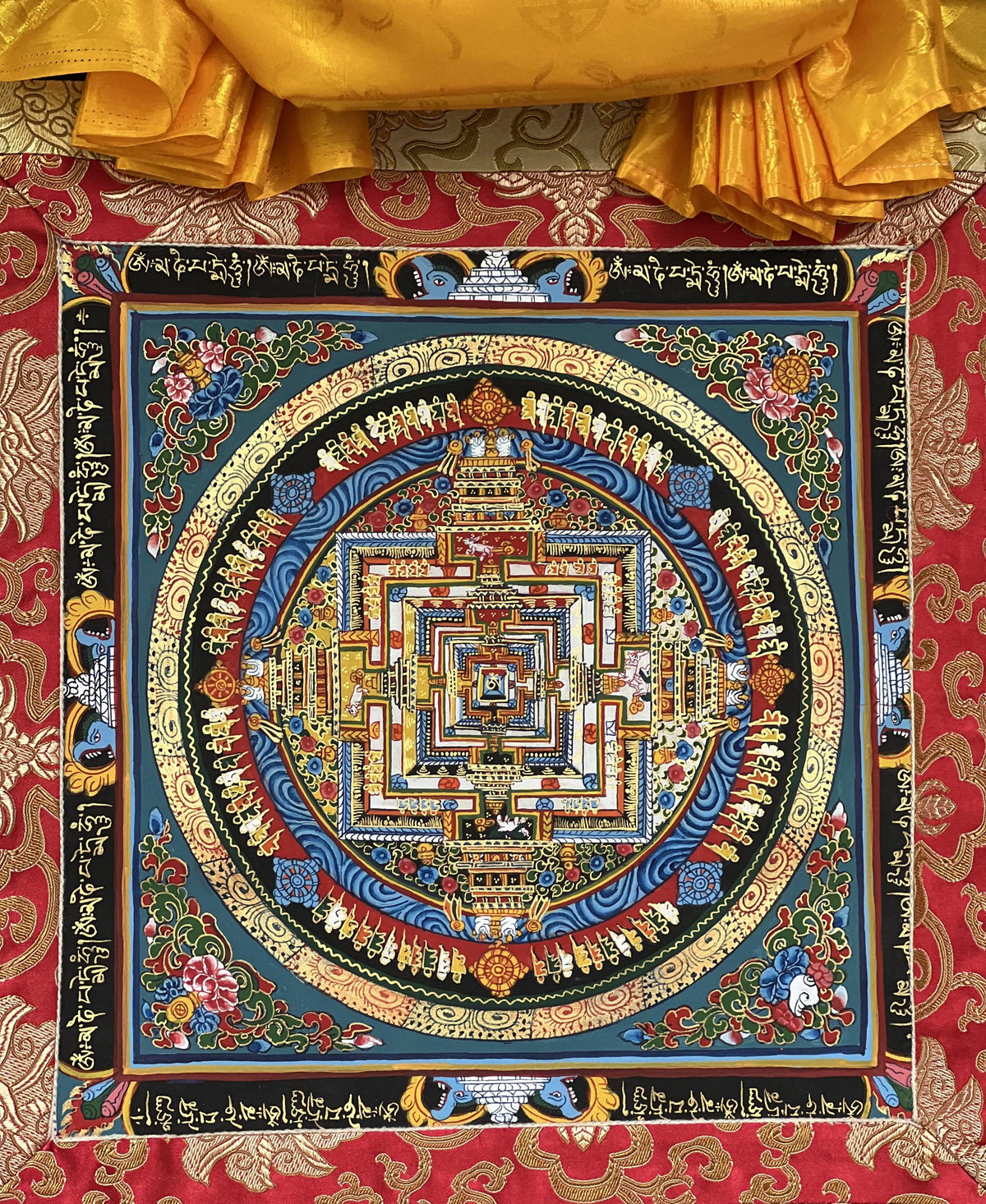 Kalachakra Mandala Tibetan Thangka Painting, Buddhist Art Wall Hanging