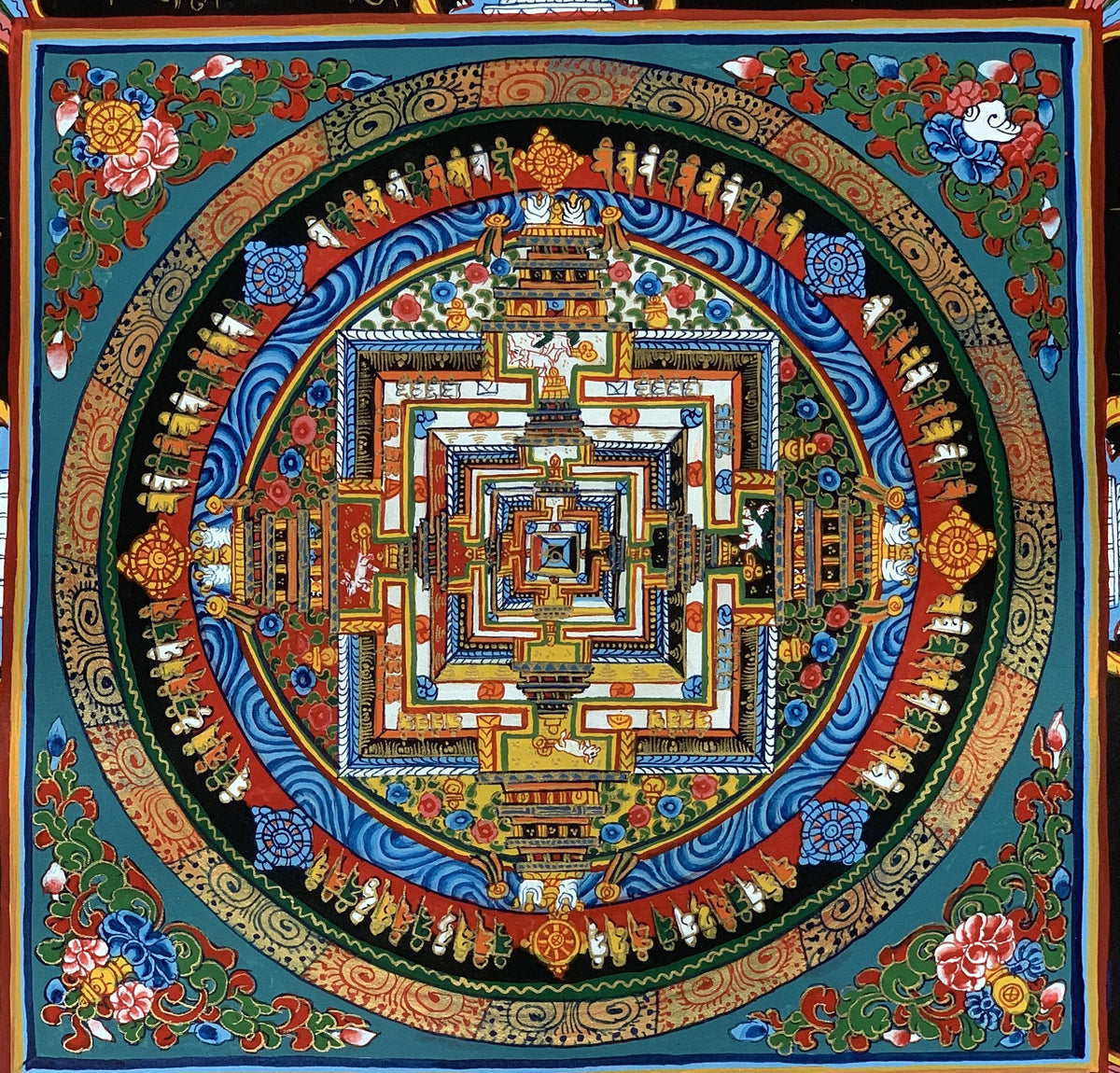 Kalachakra Mandala Tibetan Thangka Painting, Buddhist Art Wall Hanging