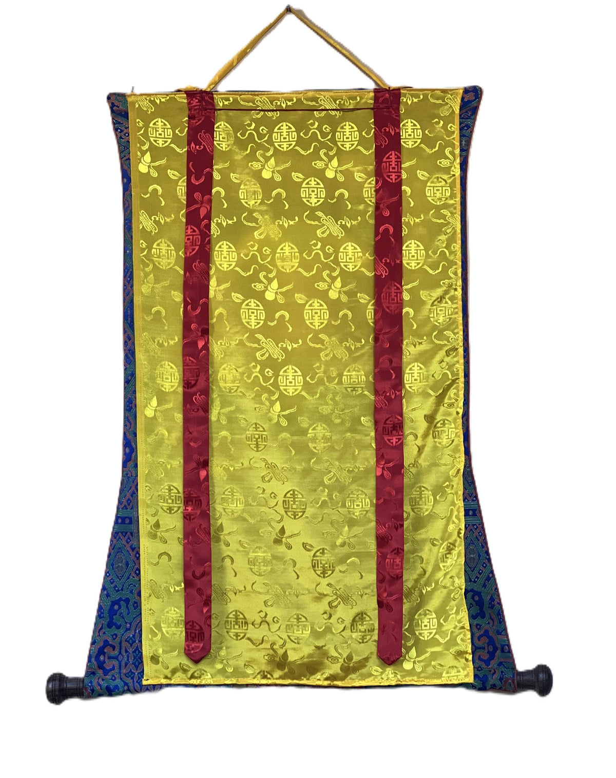 Hand-Painted Padmasambhava Thangka Painting with Silk Brocade
