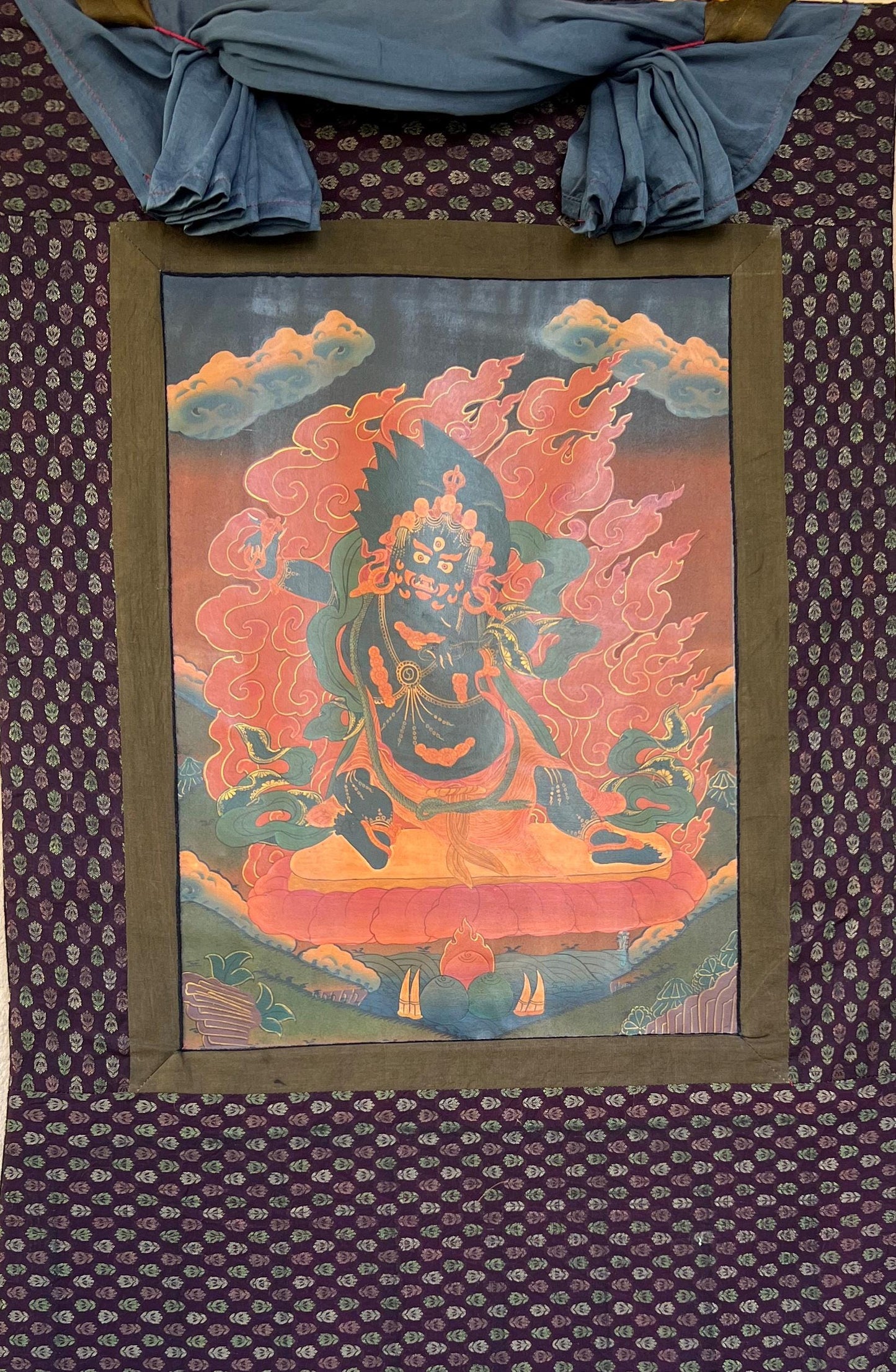 Hand Painted Vajrapani Thangka Painting, Tibetan Buddhist Wall Hanging