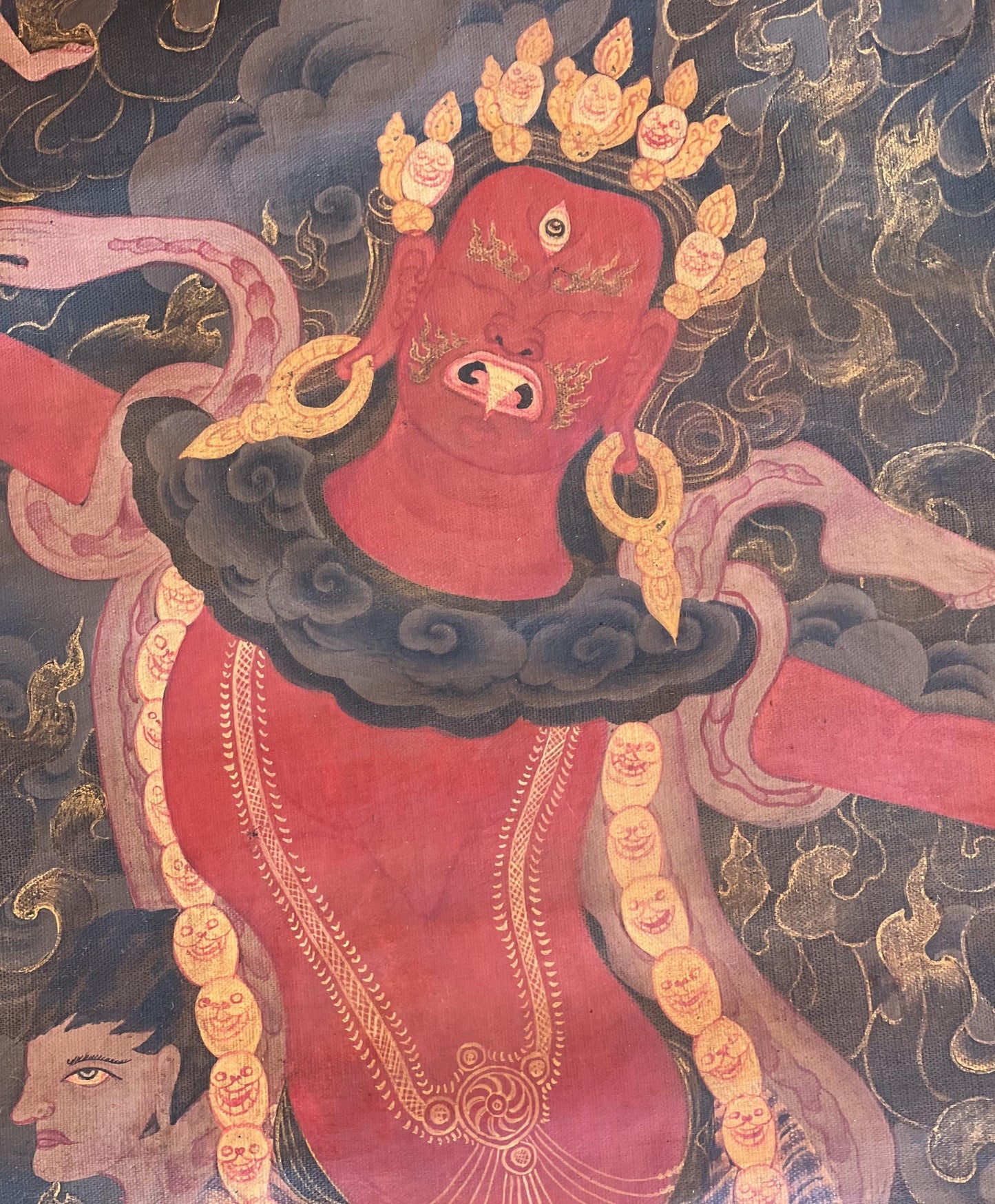 Vintage Ekajati Thangka Painting, Hand-Painted Tibetan Dark Goddess Art