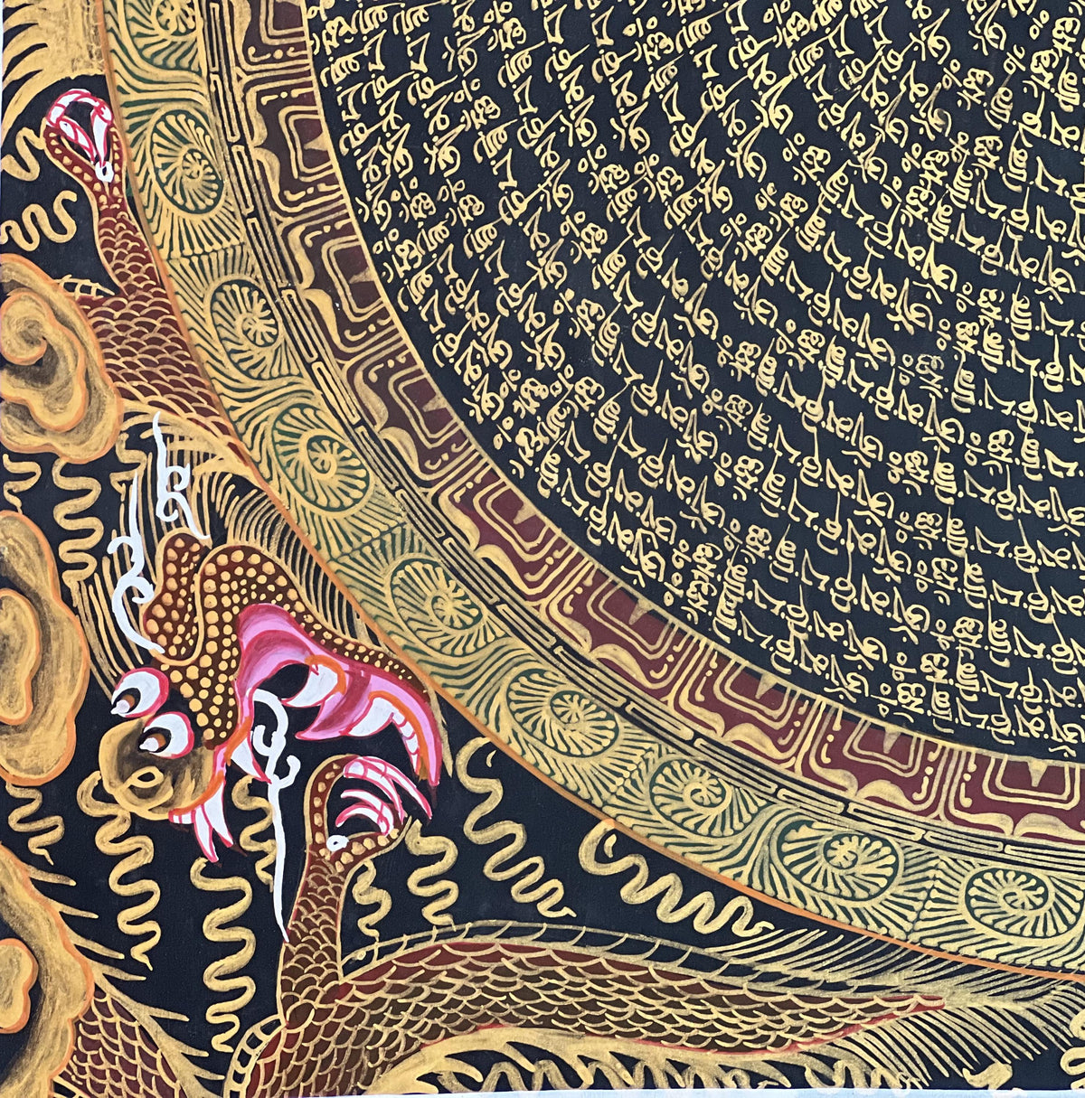 Dragon Mandala Thangka Painting, Om Mani Padme Hum, Tibetan Art