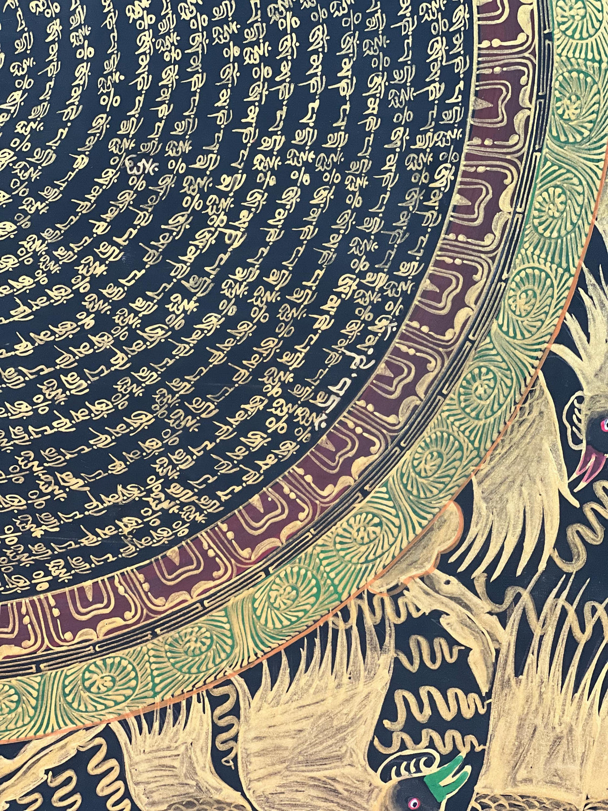 Dragon Mandala Thangka Painting, Om Mani Padme Hum Art