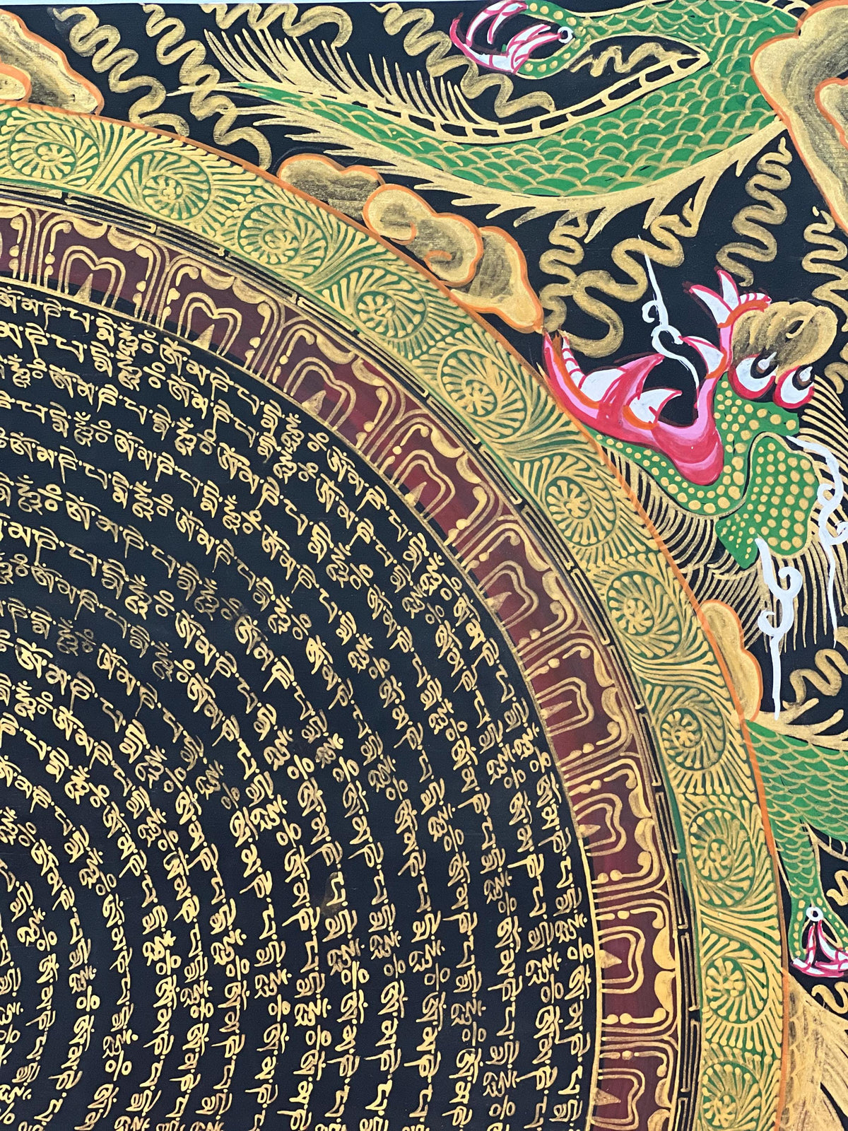 Dragon Mandala Thangka Painting, Om Mani Padme Hum Art