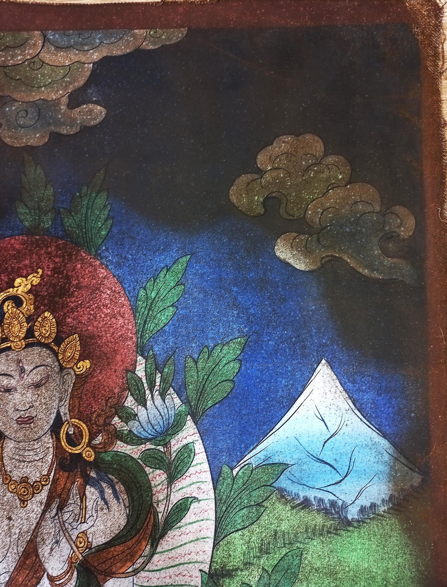 Vintage White Tara Painting | Hand-Painted  Buddhist Art from Nepal