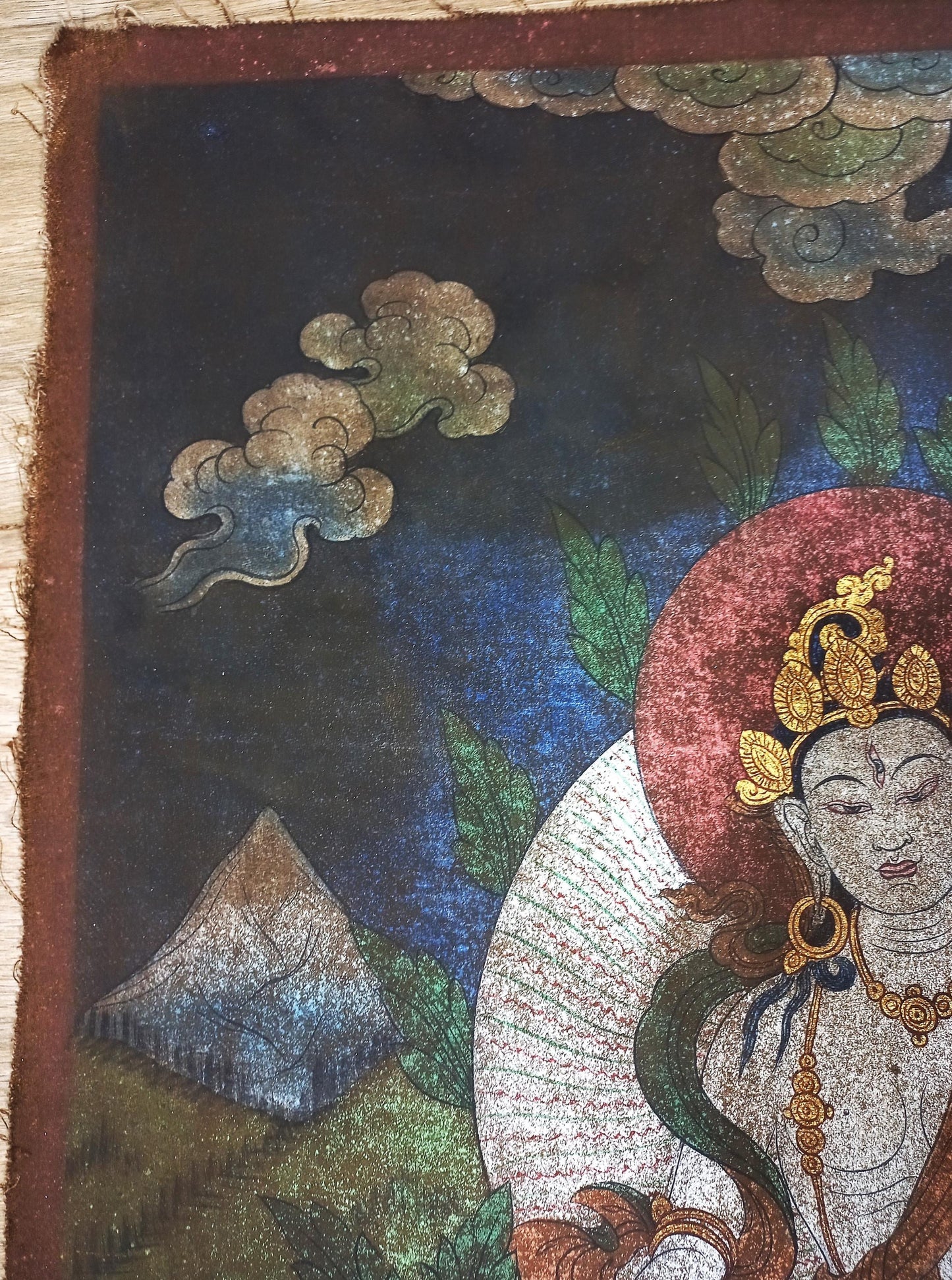 Vintage White Tara Painting | Hand-Painted  Buddhist Art from Nepal