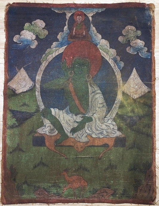 Vintage Milarepa Thangka Painting, Kathmandu Valley Art